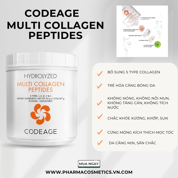 Codeage Multi Collagen Peptides 567g: Hệ Thống Collagen 5 Tuýp Toàn Diện Từ Mỹ