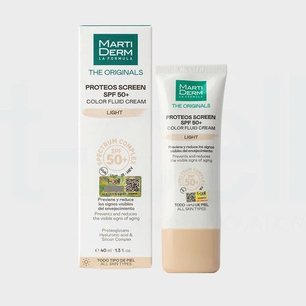 MARTIDERM THE ORIGINALS PROTEOS SCREEN SPF50+ COLOR FLUID CREAM (LIGHT) (40ML) KEM CHỐNG NẮNG LÀM ĐỀU MÀU DA 