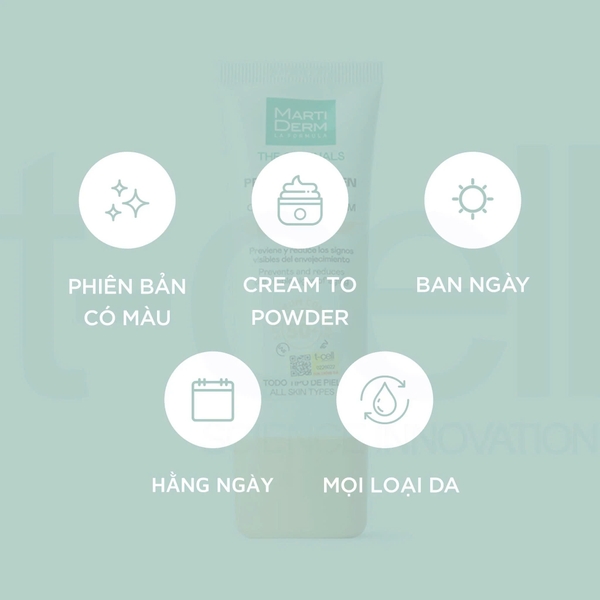 MARTIDERM THE ORIGINALS PROTEOS SCREEN SPF50+ COLOR FLUID CREAM (LIGHT) (40ML) KEM CHỐNG NẮNG LÀM ĐỀU MÀU DA 