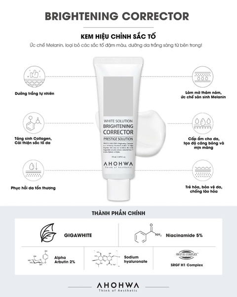 AHOHWA BRIGHTENING CORRECTOR / KEM DƯỠNG TRẮNG DA MỜ THÂM GIẢM NÁM 