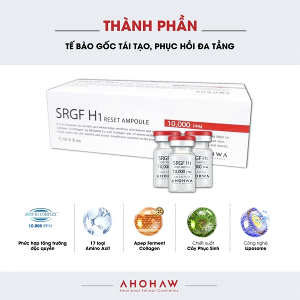 AHOHWA SRGF H1 RESET AMPOULE / YẾU TỐ TĂNG TRƯỞNG TẾ BÀO GỐC 