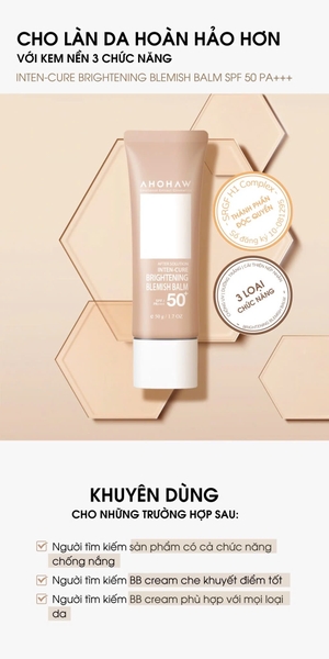 AHOHWA BRIGHTENING BALMISH BALM SPF 50+/ PA+++ / KEM NỀN CHE KHUYẾT ĐIỂM 3 IN 1 