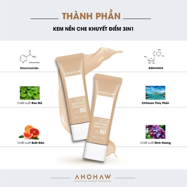 AHOHWA BRIGHTENING BALMISH BALM SPF 50+/ PA+++ / KEM NỀN CHE KHUYẾT ĐIỂM 3 IN 1 