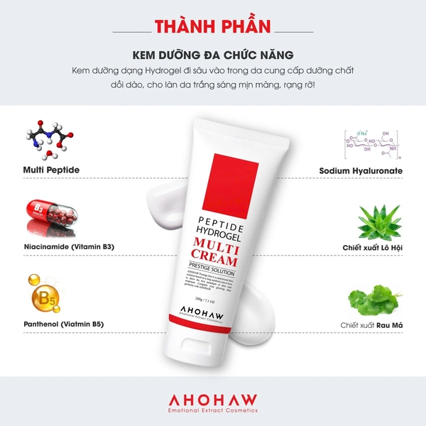 AHOHAW PEPTIDE HYDROGEL MULTI CREAM / KEM DƯỠNG BOTOX PEPTIDE, PHỤC HỒI & CẢI THIỆN NẾP NHĂN 