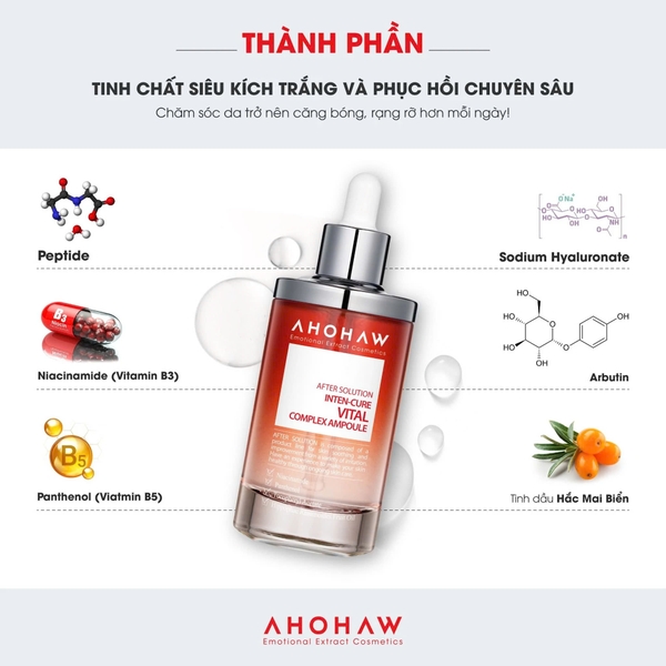 AHOHAW INTEN CURE VITAL COMPLEX AMPOULE / TINH CHẤT DƯỠNG TRẮNG, MỜ THÂM, GIẢM NÁM 