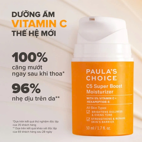 PAULA'S CHOICE C5 SUPER BOOST MOISTURIZER: Kem Dưỡng Ẩm Vitamin C 5% – Sáng Da, Mịn Màng & Tăng Cường Collagen