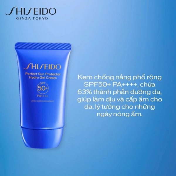 SHISEIDO GSC PERFECT SUN PROTECTOR HYDRO GEL CREAM SPF50+: Gel Chống Nắng Dưỡng Da, Bảo Vệ Toàn Diện & Tươi Mát