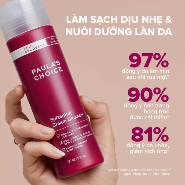 PAULA’S CHOICE SKIN RECOVERY SOFTENING CREAM CLEANSER: Kem Rửa Mặt Dịu Nhẹ, Cho Làn Da Mềm Mịn & Khỏe Mạnh