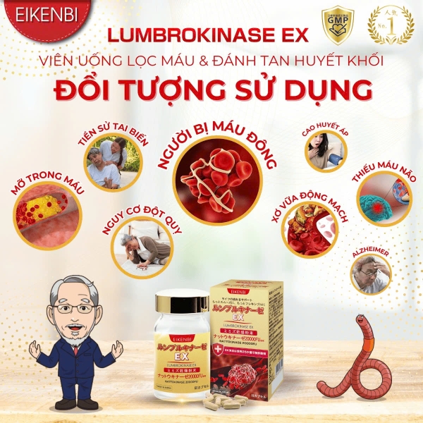 EIKENBI LUMBROKINASE EX: Hỗ Trợ Tan Cục Máu Đông, Giúp Lưu Thông Máu & Ngăn Ngừa Đột Quỵ