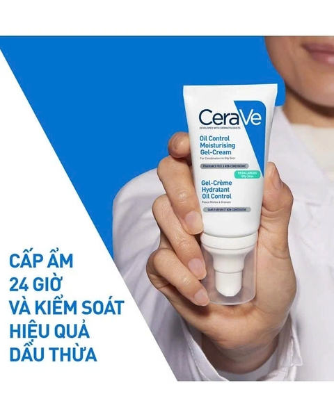 CeraVe Oil Control Moisturizing Gel-Cream: Kem Dưỡng Ẩm Kiểm Soát Dầu, Phục Hồi Hàng Rào Da Dành Cho Da Dầu Mụn
