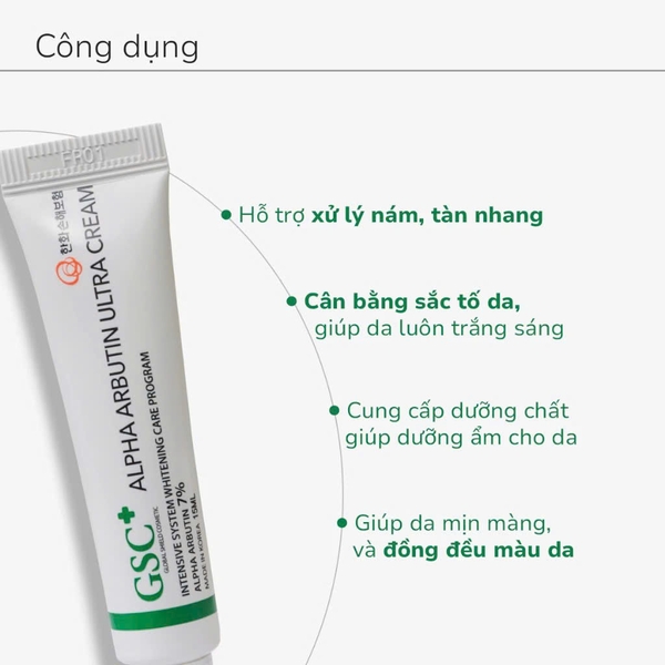 GSC ALPHA ARBUTIN ULTRA CREAM: Kem Ức Chế Nám - Dưỡng Sáng & Cải Thiện Sắc Tố Da Vượt Trội