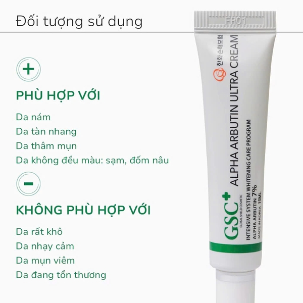 GSC ALPHA ARBUTIN ULTRA CREAM: Kem Ức Chế Nám - Dưỡng Sáng & Cải Thiện Sắc Tố Da Vượt Trội