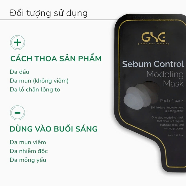GSC SEBUM CONTROL MODELING MASK: Mặt Nạ Kiềm Dầu & Giảm Mụn, Se Khít Lỗ Chân Lông