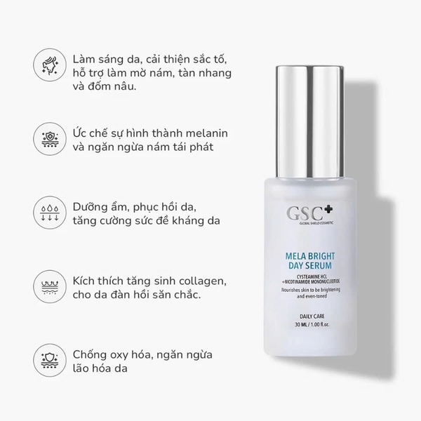 GSC MELA BRIGHT DAY SERUM: Tinh Chất Ban Ngày - Dưỡng Sáng & Ngăn Nám Tái Phát Toàn Diện
