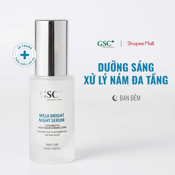 GSC MELA BRIGHT NIGHT SERUM: Tinh Chất Phục Hồi & Dưỡng Sáng, Mờ Nám Chuyên Sâu Ban Đêm