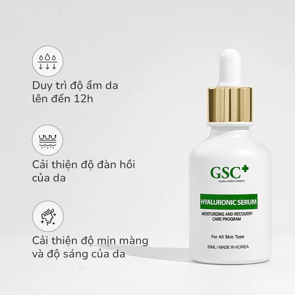 GSC HYALURONIC SERUM: Tinh Chất Căng Bóng Da & Dưỡng Ẩm Chuyên Sâu, Phục Hồi Làn Da Khô
