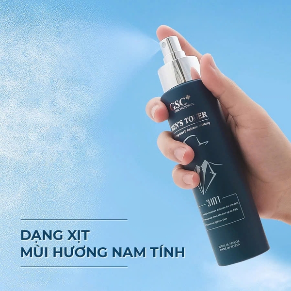 GSC MEN'S TONER: Xịt Khoáng Dưỡng Ẩm, Giảm Mụn & Bảo Vệ Da Chuyên Biệt Cho Nam Giới