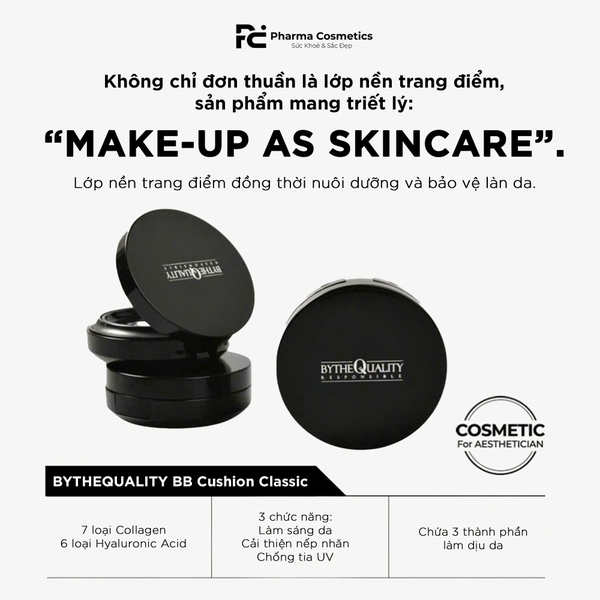 BYTHE QUALITY BB CUSHION CLASSIC: Cushion 3 trong 1 - Trang Điểm, Chống Nắng & Dưỡng Da