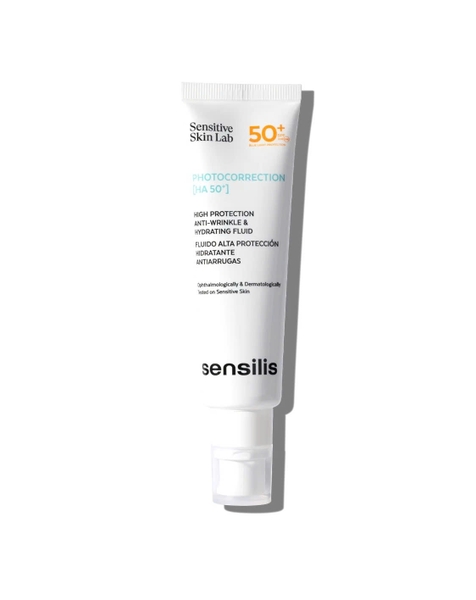 Sensilis Photocorrection [HA 50+]: Kem Chống Nắng Dưỡng Ẩm, Chống Ánh Sáng Xanh Và Trẻ Hóa Da