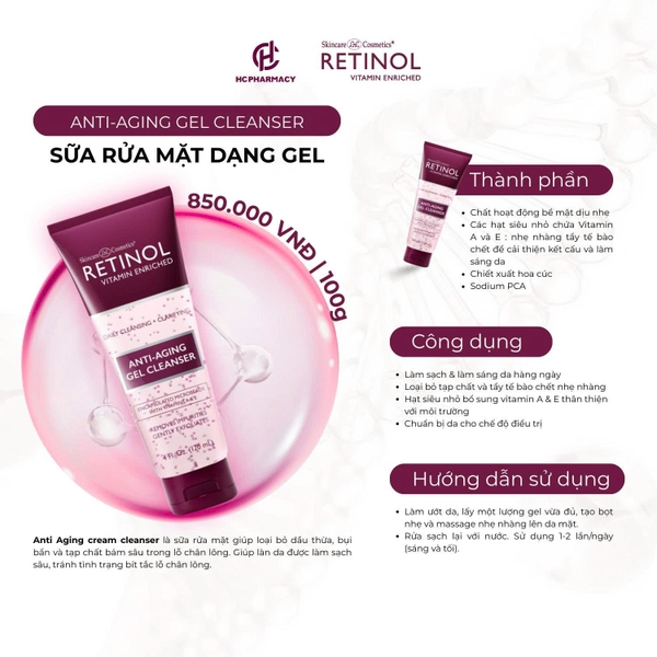 HCPHARMACY ANTI-AGING GEL CLEANSER / GEL RỬA MẶT RETINOL 