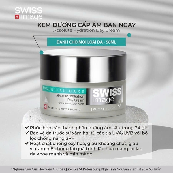 Swiss Image Absolute Hydration Day Cream – Kem Dưỡng Ẩm 24H & Chống Nắng Tươi Trẻ Làn Da
