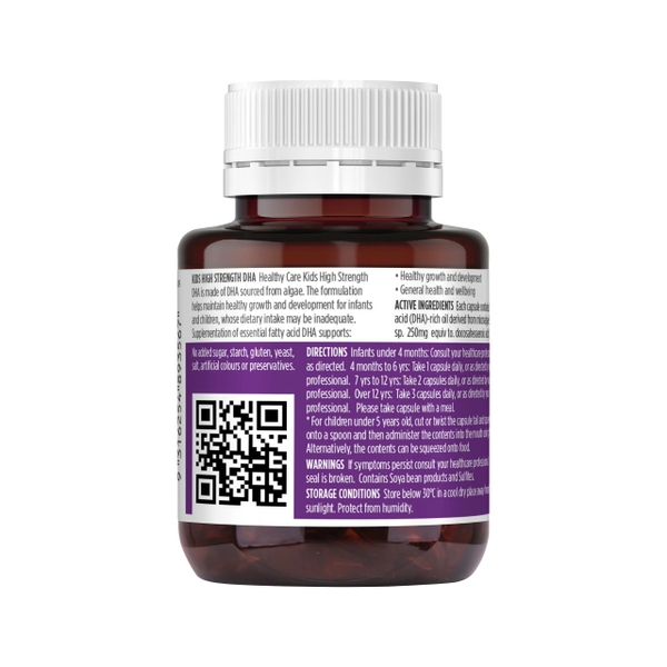 Healthy Care Kids High Strength DHA – Bổ Sung DHA Từ Tảo Giúp Trẻ Phát Triển Trí Não & Thị Lực