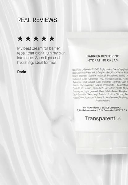 Transparent Barrier Restoring Hydrating Cream – Kem Dưỡng Ẩm Sâu, Củng Cố Hàng Rào Bảo Vệ Da Và Ngăn Ngừa Các Dấu Hiệu Tuổi Tác