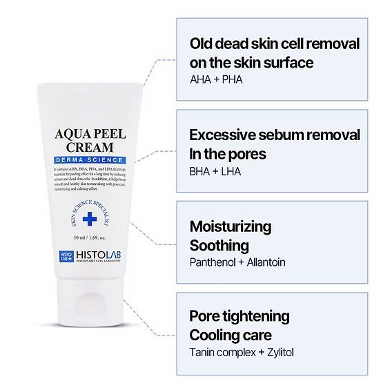 Histolab Aqua Peel Cream – Kem Thanh Lọc Tế Bào Chết, Se Khít Lỗ Chân Lông Và Dưỡng Da Mịn Màng Tươi Trẻ