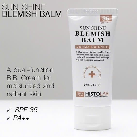 Histolab Sun Shine Blemish Balm [SPF35/PA++] – Kem Chống Nắng BB Cream Dưỡng Sáng, Che Khuyết Điểm Và Bảo Vệ Da ( Mùa Be Sáng)