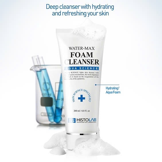 Histolab Water-Max Foam Cleanser – Sữa Rửa Mặt Dạng Gel Tạo Bọt Cấp Ẩm Khóa Nước, Thanh Lọc Lỗ Chân Lông Và Nuôi Dưỡng Da Sáng Mịn