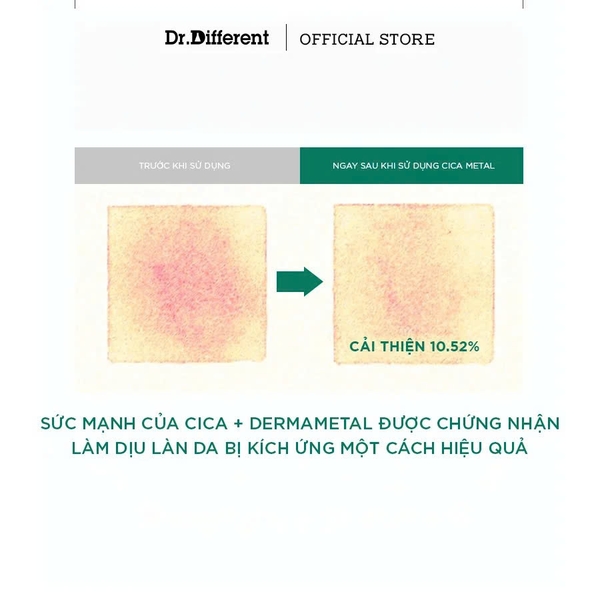 DR.DIFFERENT CICA METAL CALMING PAD – Bông Miếng Thấm Tinh Chất Rau Má Giúp Làm Dịu Da, Giảm Thô Ráp Và Cấp Ẩm Mịn Màng