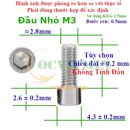 Ốc Lục Giác Đầu Trụ Nhỏ M3 Inox 304