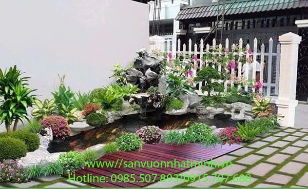 Thi công hồ cá koi góc sân vườn tại một nhà thờ họ tỉnh Vĩnh Phúc