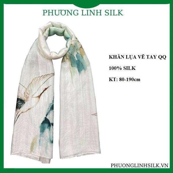 KHĂN LỤA VẼ MÀU NƯỚC NGHỆ THUẬT 100% HẠC TIÊN – Phương Linh Silk , SKU – 6052 – phuonglinhsilk.vn 🛒Top1Shop🛒 🇻🇳 Top1Vietnam 🇻🇳 🛍🛒 🇻🇳🇻🇳🇻🇳🛍🛒