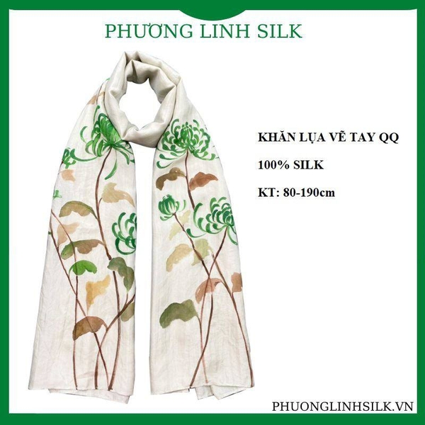 KHĂN LỤA VẼ MÀU NƯỚC NGHỆ THUẬT 100% CÚC VẠN THỌ – Phương Linh Silk , SKU – 6052 – phuonglinhsilk.vn 🛒Top1Shop🛒 🇻🇳 Top1Vietnam 🇻🇳 🛍🛒 🇻🇳🇻🇳🇻🇳🛍🛒