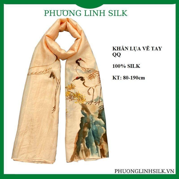 KHĂN LỤA VẼ MÀU NƯỚC NGHỆ THUẬT 100% HẠC TIÊN – Phương Linh Silk , SKU – 6052 – phuonglinhsilk.vn 🛒Top1Shop🛒 🇻🇳 Top1Vietnam 🇻🇳 🛍🛒 🇻🇳🇻🇳🇻🇳🛍🛒