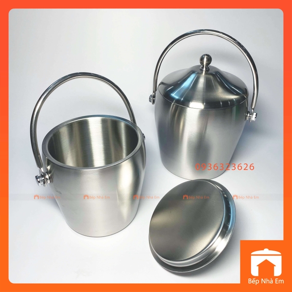 Xô Inox Đựng Đá 2 Lớp Cách Nhiệt - Hàng Cao Cấp | Bếp Nhà Em