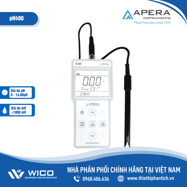 Máy đo pH/mV/nhiệt độ cầm tay Apera - Mỹ pH400 | Thiết Bị Phân Tích™