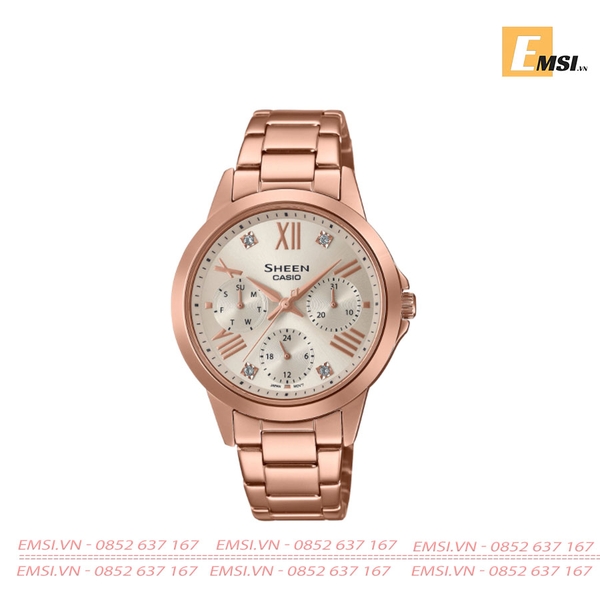 Đồng hồ Casio Nữ Sheen SHE-3516PG-9AUDF - 41.5 × 35 × 8.2 mm - Mặt kính saphia Emsi.vn