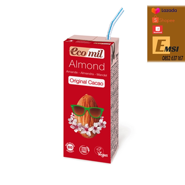 Sữa hạnh nhân cacao hữu cơ Ecomil 200mL