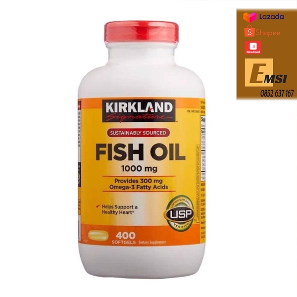 Viên Uống Dầu Cá Signature Fish Oil 1000mg Kirkland 400 viên usa
