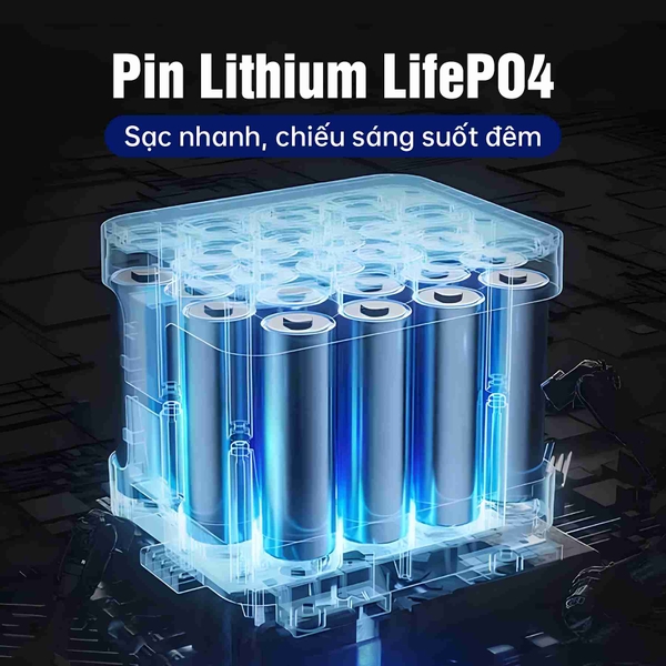 Đèn sử dụng pin Lithium LiFePO4 dung lượng 45.000mAh