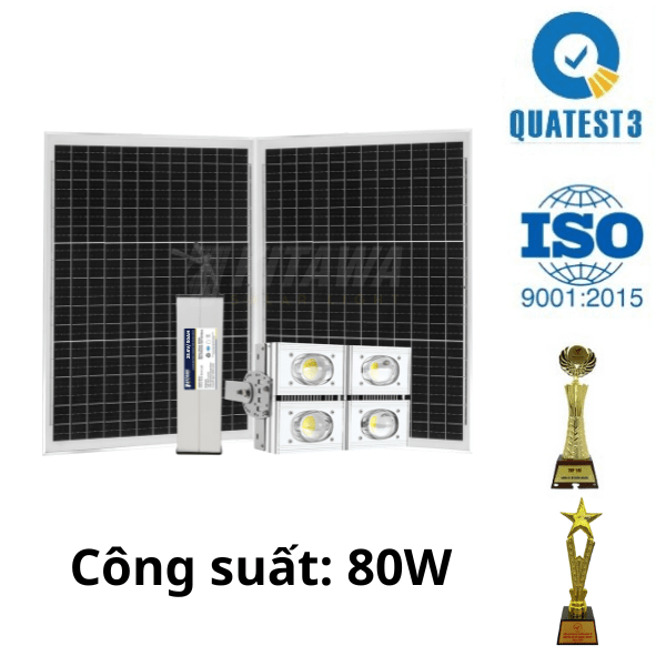 [80W] Đèn Pha COB Năng Lượng Mặt Trời 80W KITAWA - CT.DP02.80