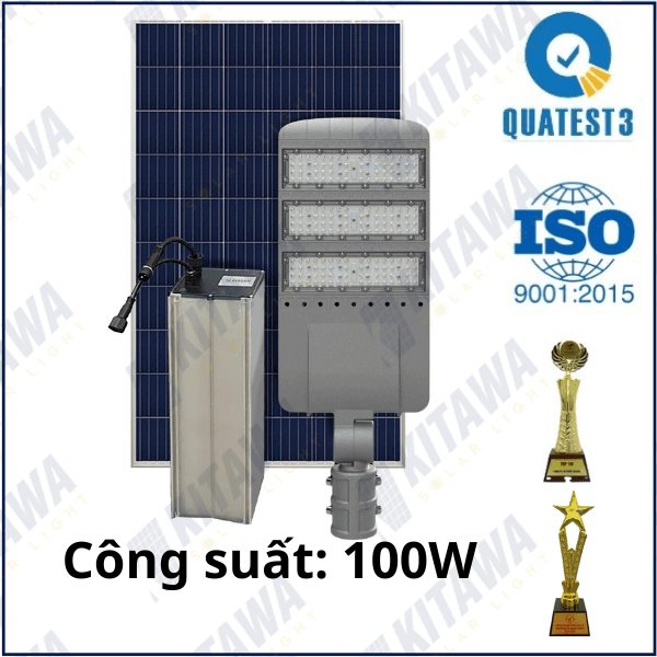 [100W] Đèn bàn chải công trình năng lượng mặt trời Kitawa 100W BCCT013