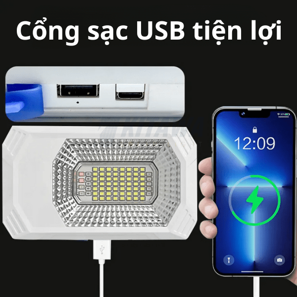 Đèn Cầm Tay Năng Lượng Mặt Trời 30W CT130 Kitawa - Dành Cho Cắm Trại, Leo Núi, Làm Việc Ngoài Trời