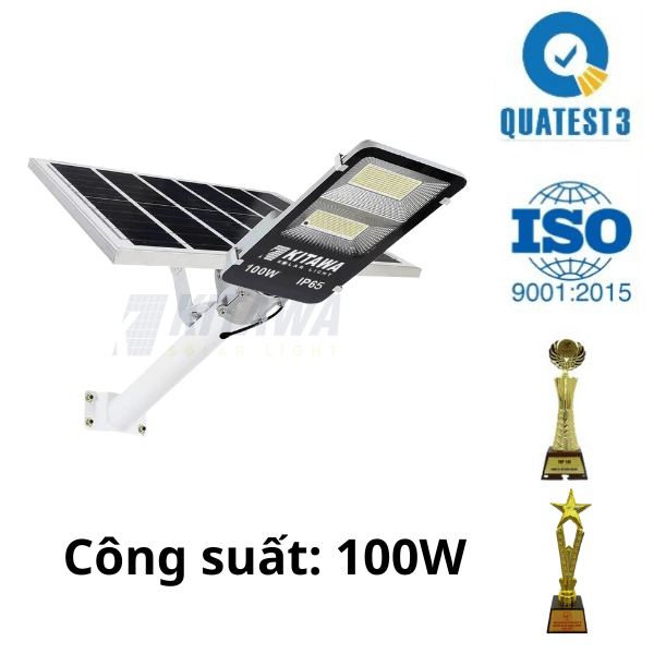 Đèn Đường Năng Lượng Mặt Trời 100W 2 Khoang KITAWA - BC1100 (Đã bao gồm VAT)
