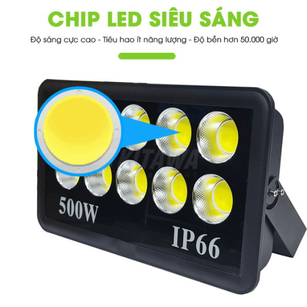 [500W] Đèn Pha LED Điện 500W Chống Chói, Ánh Sáng Trắng AC.DP01.500