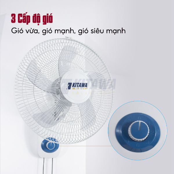 Quạt Treo Tường Năng Lượng Mặt Trời 20W KITAWA - KQ10.20