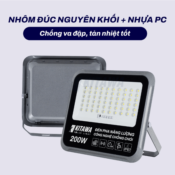 Đèn Pha Năng Lượng Mặt Trời Chống Chói 200W KITAWA - DP19.200
