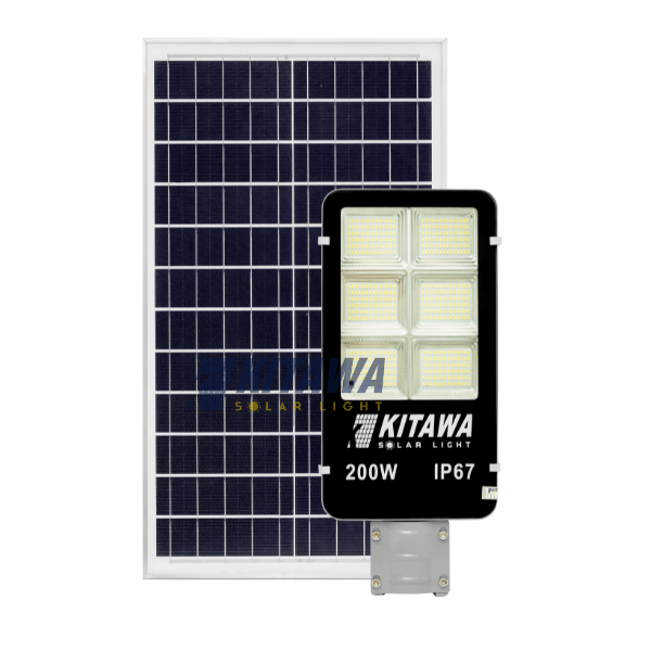 Đèn Đường Năng Lượng Mặt Trời KITAWA Vỏ Nhôm 200W BC1200 (Đã bao gồm VAT)